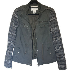 AMERICAN RAG Woman's Aztec Bomber Jacket Khaki Medium